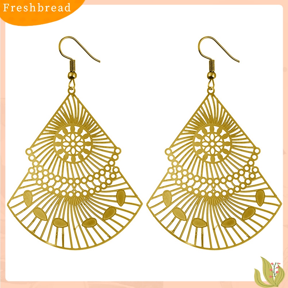 &lt; Freshbread &gt; Fashion Wanita Berongga Keluar Multicolor Kipas Menjuntai Drop Hook Anting Perhiasan Hadiah