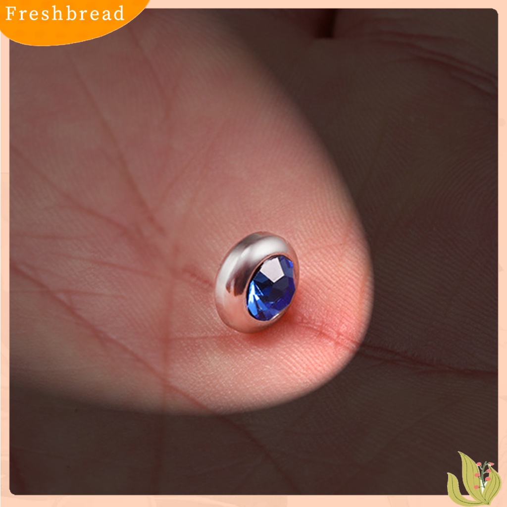 &lt; Freshbread &gt; 1pasang Ear Studs Non-Piercing ic Stainless Steel Bulat Berwarna Berlian Imitasi Tertanam Pria Wanita Anting-Anting Fashion Perhiasan