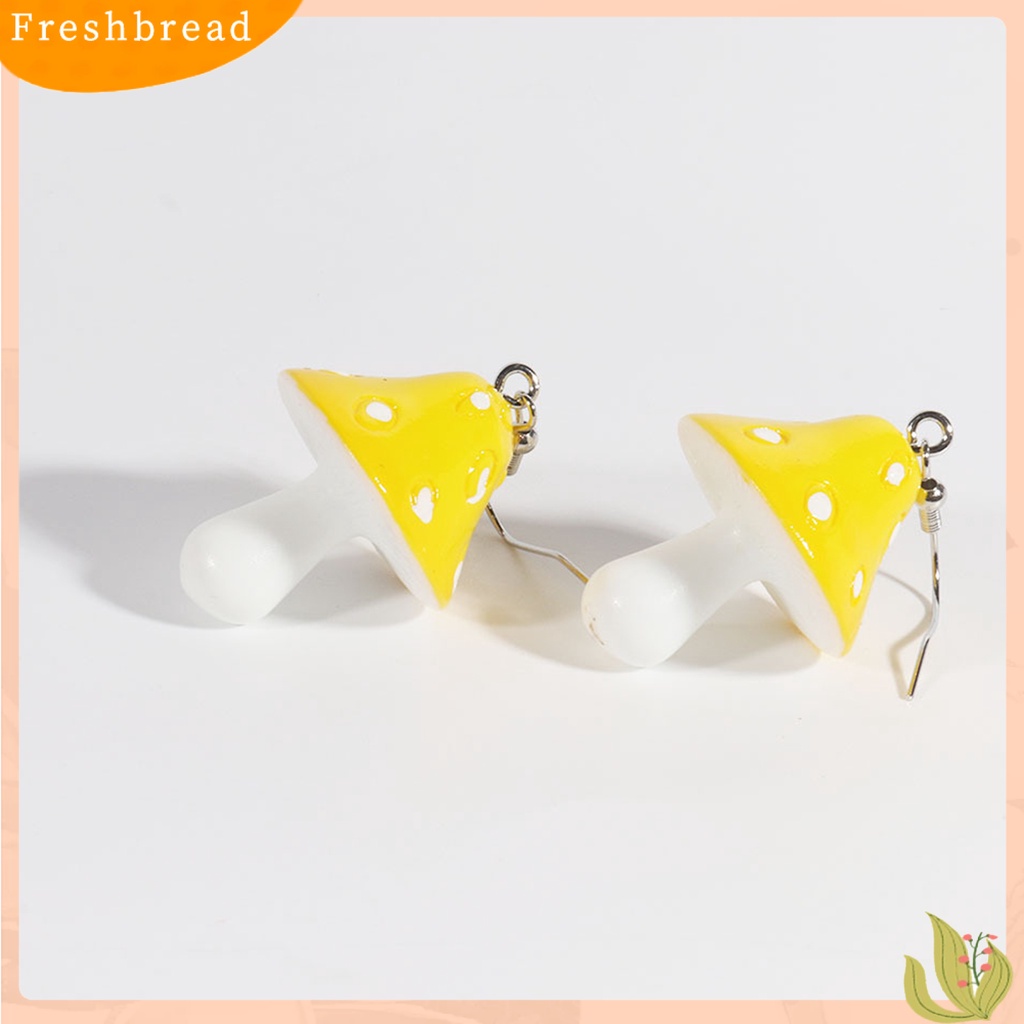 &lt; Freshbread &gt; 1pasang Anting Jamur Perhiasan Aksesoris Hadiah Resin Simulasi Jamur Panjang Liontin Anting Untuk Anniversary