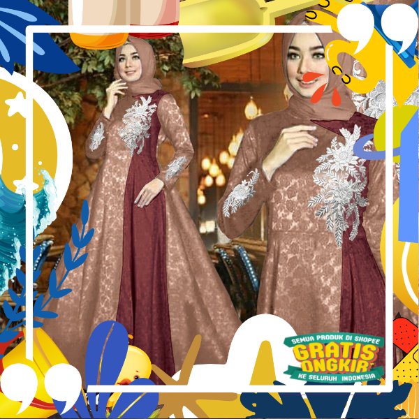 sale f2 sr reniana baju muslim wanita gamis syari balotelli L terbaru mewah modern pesta putih hitam