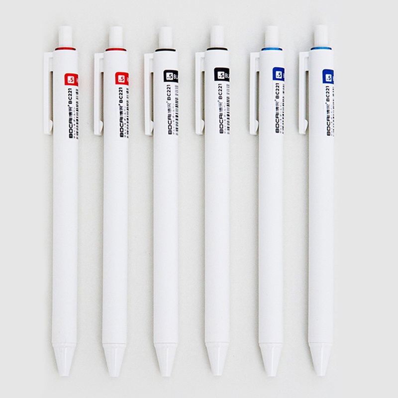 6pcs 0.5mm Sederhana Cepat Kering Ditarik Gel Pen Mahasiswa Hitam/Merah/Biru Tinta ST Nib Tanda Tangan Pena