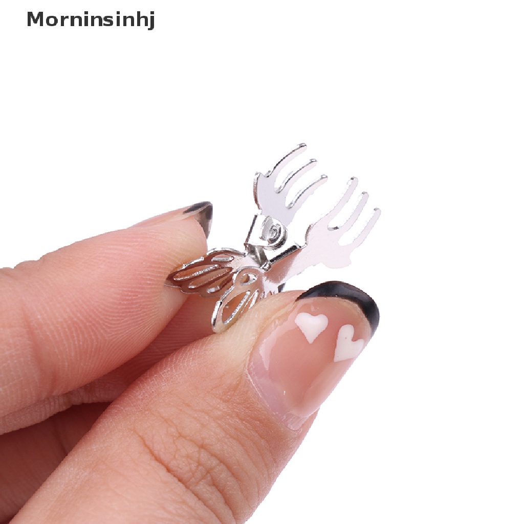 Mornin 5Pcs Klip Cakar Kupu-Kupu Hollow Mini Warna Silver Jepit Rambut Model Metal Bang Untuk Wanita id