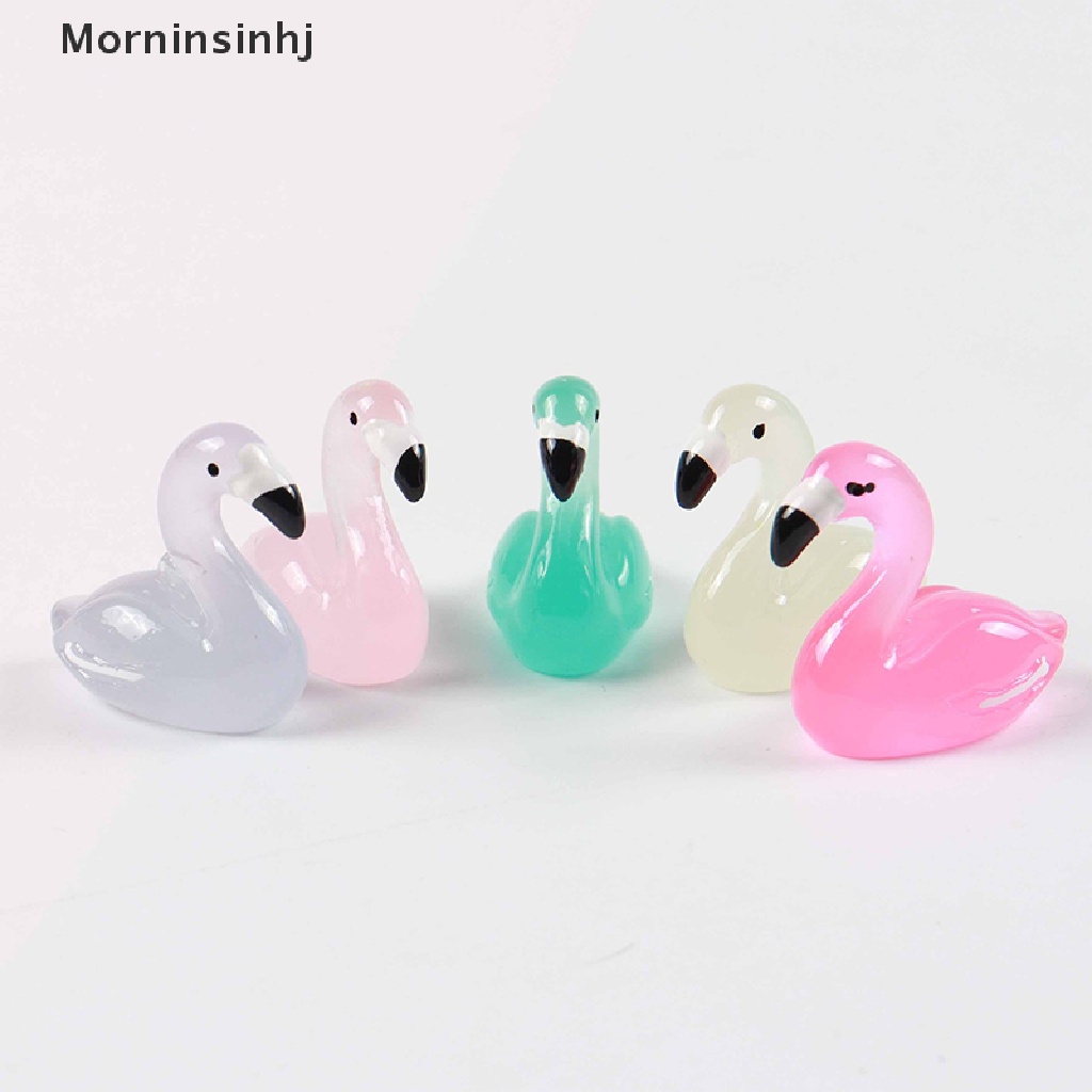 Mornin 6pak Menyala Flamingo Miniatur Patung Dekorasi Rumah DIY Scrapbooking Craft Resin Aksesoris id