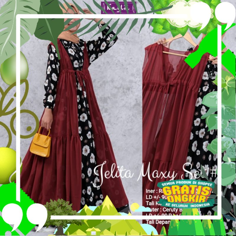 (BISA COD) JELITA MAXY SET ROMPI OUTER ANAK REMAJA BAJU DRESS ROMPI ORIGINAL KAYLA BAJU REMAJA MAXI 