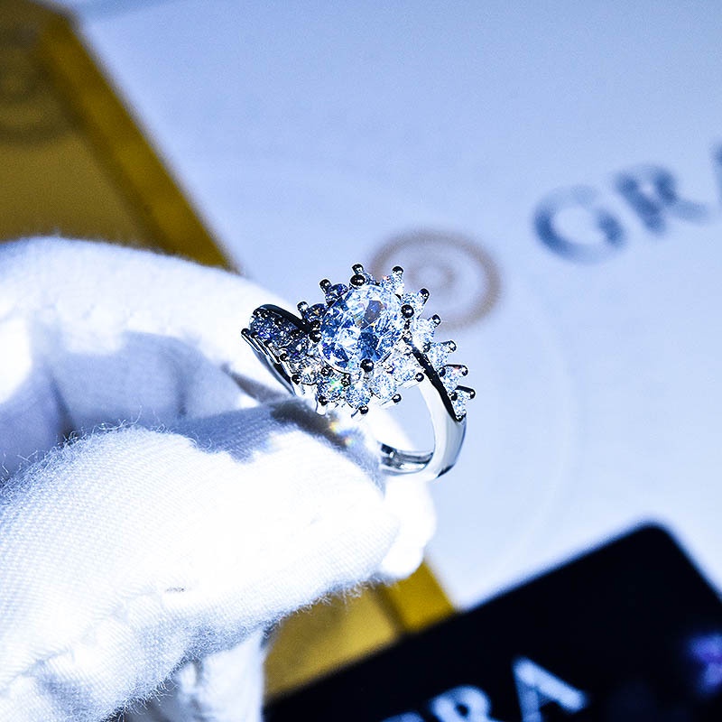 Goldkingdom Aksesoris Perhiasan Fashion Ready Stock Mosangshi Temperamen Pertunangan Cincin Perhiasan Tangan