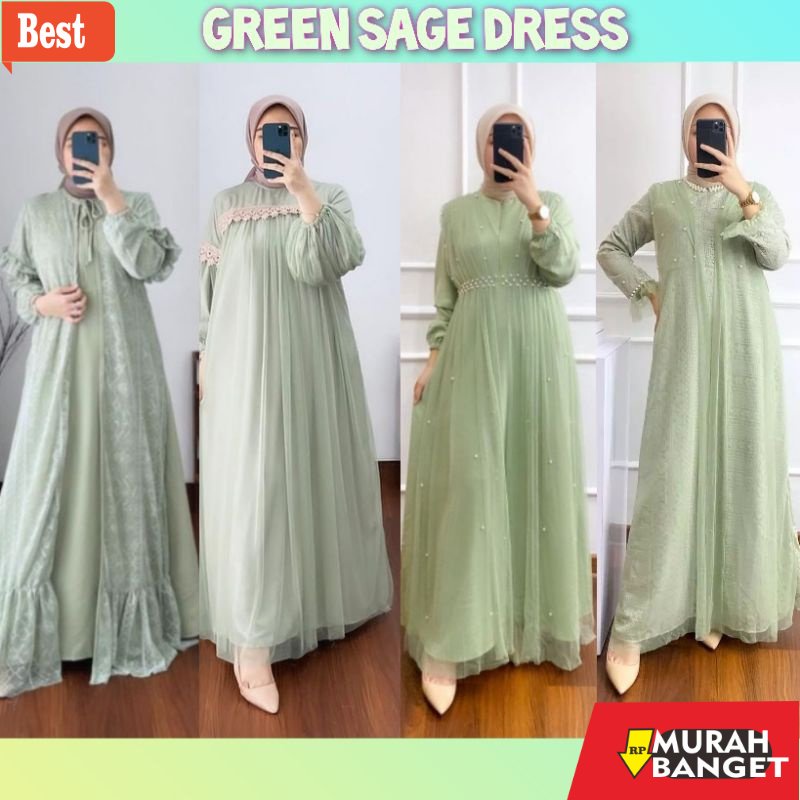 GAMIS SIZE BESAR TERBARU- READY STOKGREEN SAGE DRESS/HIJAU SAGE/MINTNAGYA/ANGGUN/AISYAH/REGUMI/OUTFI