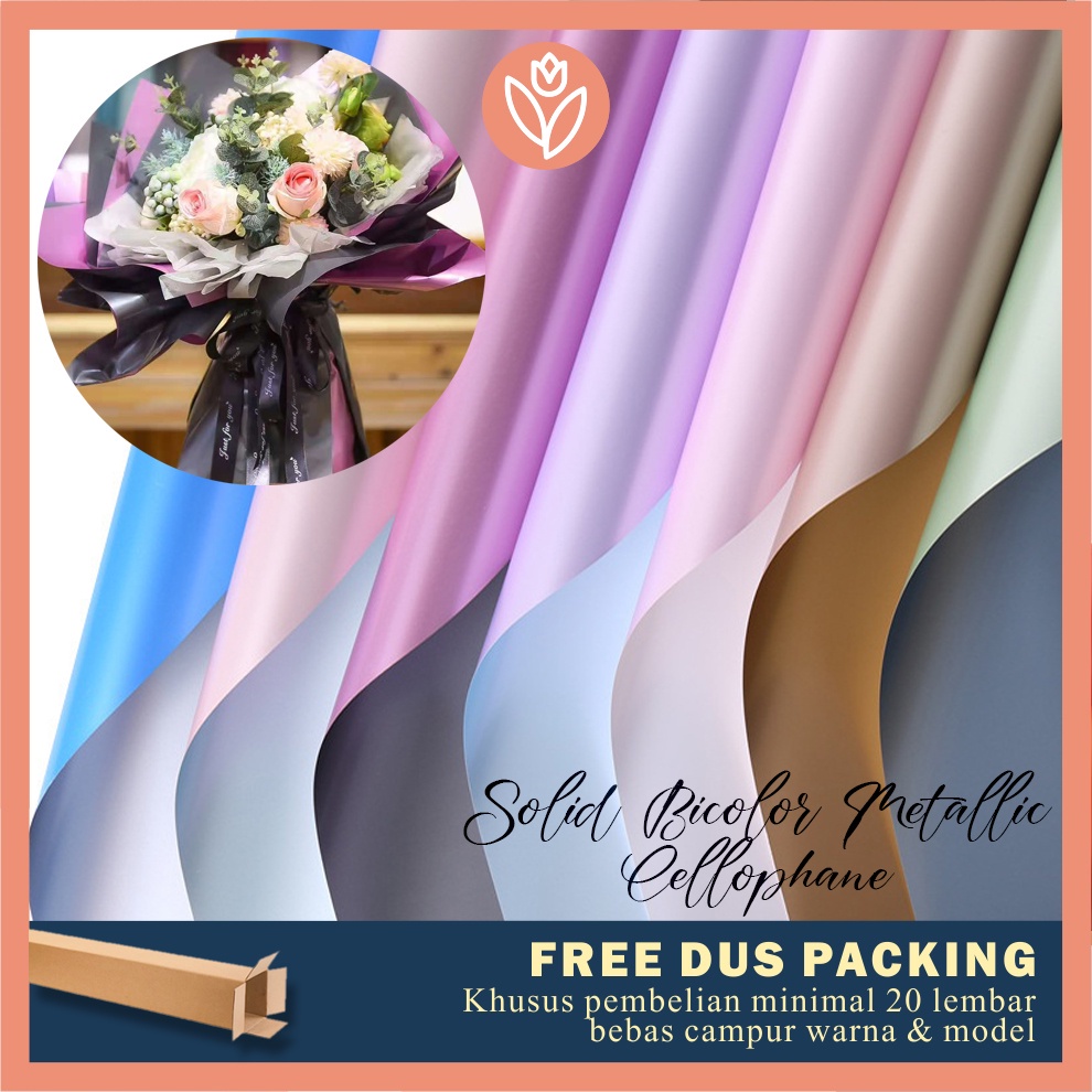 

TULIP PAPERIE ❤ KERTAS BUKET BUNGA SOLID BICOLOR METALIC CELLOPHANE FLOWER WRAPPING PAPER