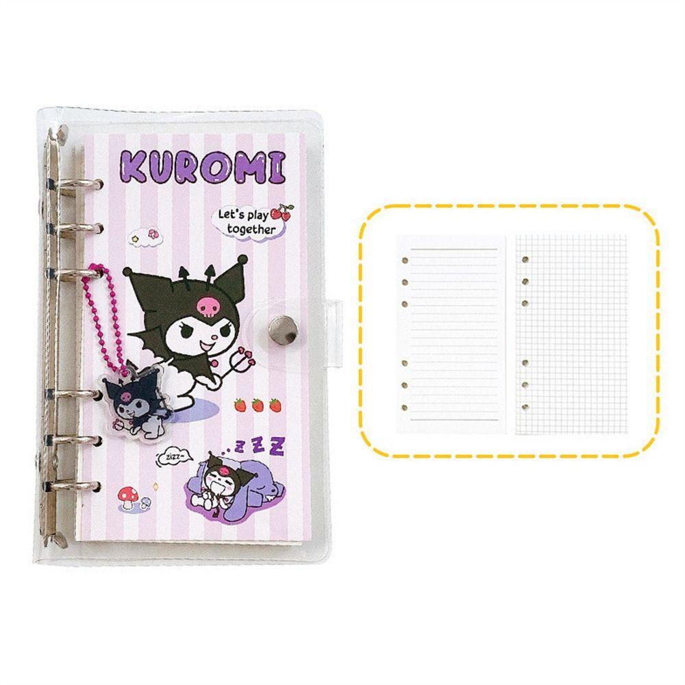 Lanfy Binder Notebook Kantor Perlengkapan Sekolah Kuromi A6 Size Cinnamoroll Dengan Liontin Spiral Note Book