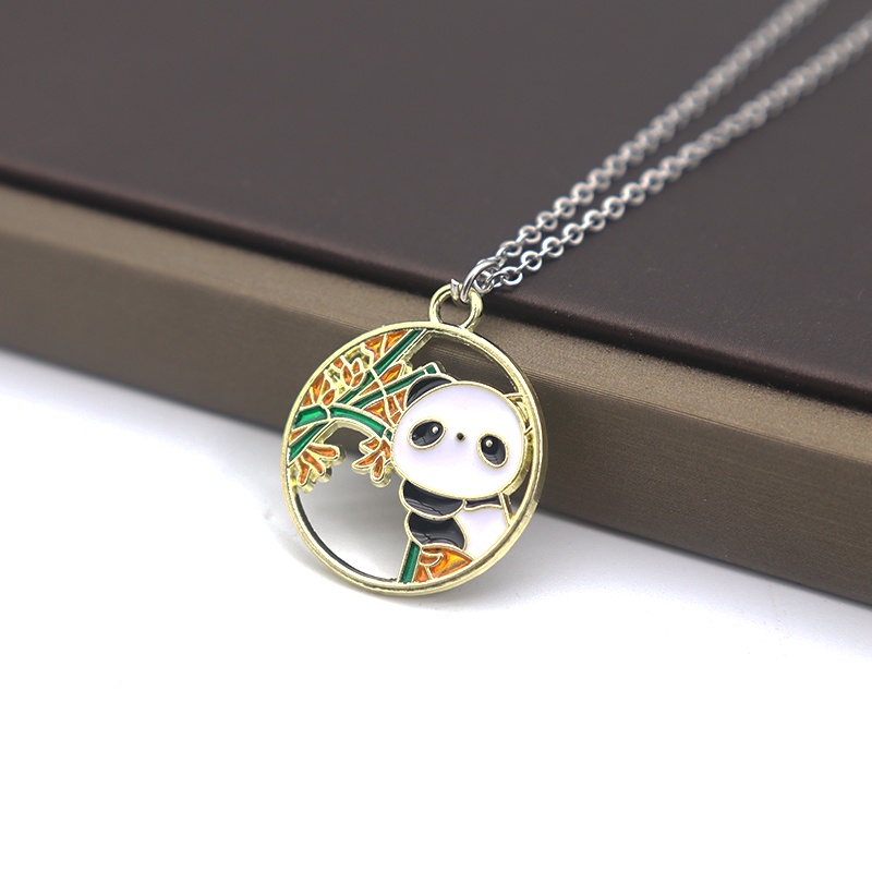 Panda Puppy Liontin Anak Kalung Stainless Steel Kalung Perlengkapan Siswa Hadiah Ulang Tahun Logam Aksesoris Fashion