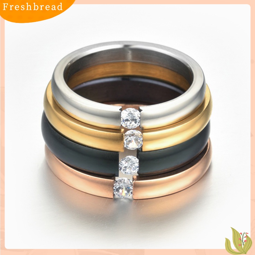 {In Stock} Unisex Fashion Cubic Zirconia Stainless Steel Pasangan Jari Pernikahan Cincin Perhiasan