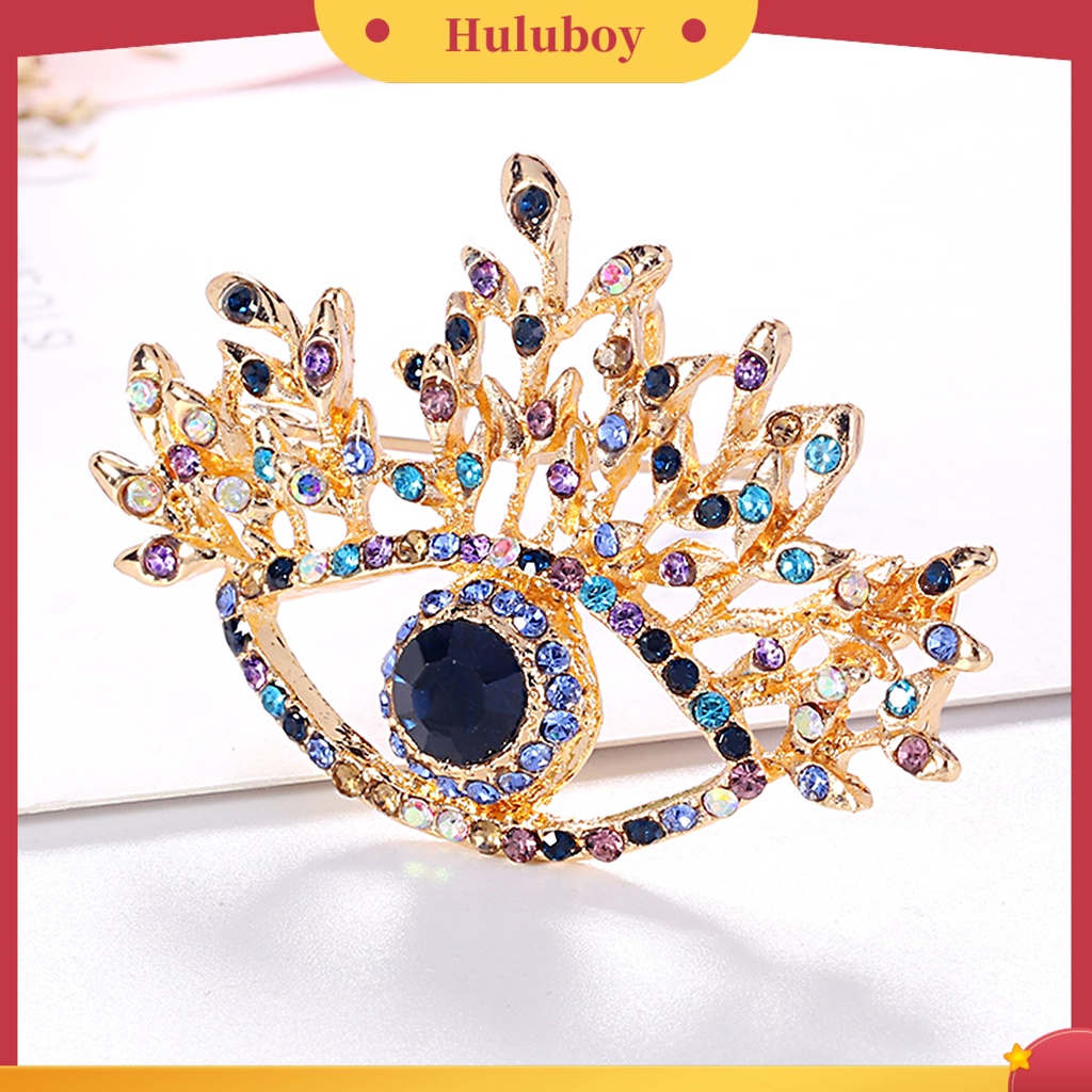 {Ready Stock} Lapel Pin Aksesoris Pakaian Elegan Portable Cinta Hati Mata Hias Berlian Imitasi Bros Pin Untuk Pesta