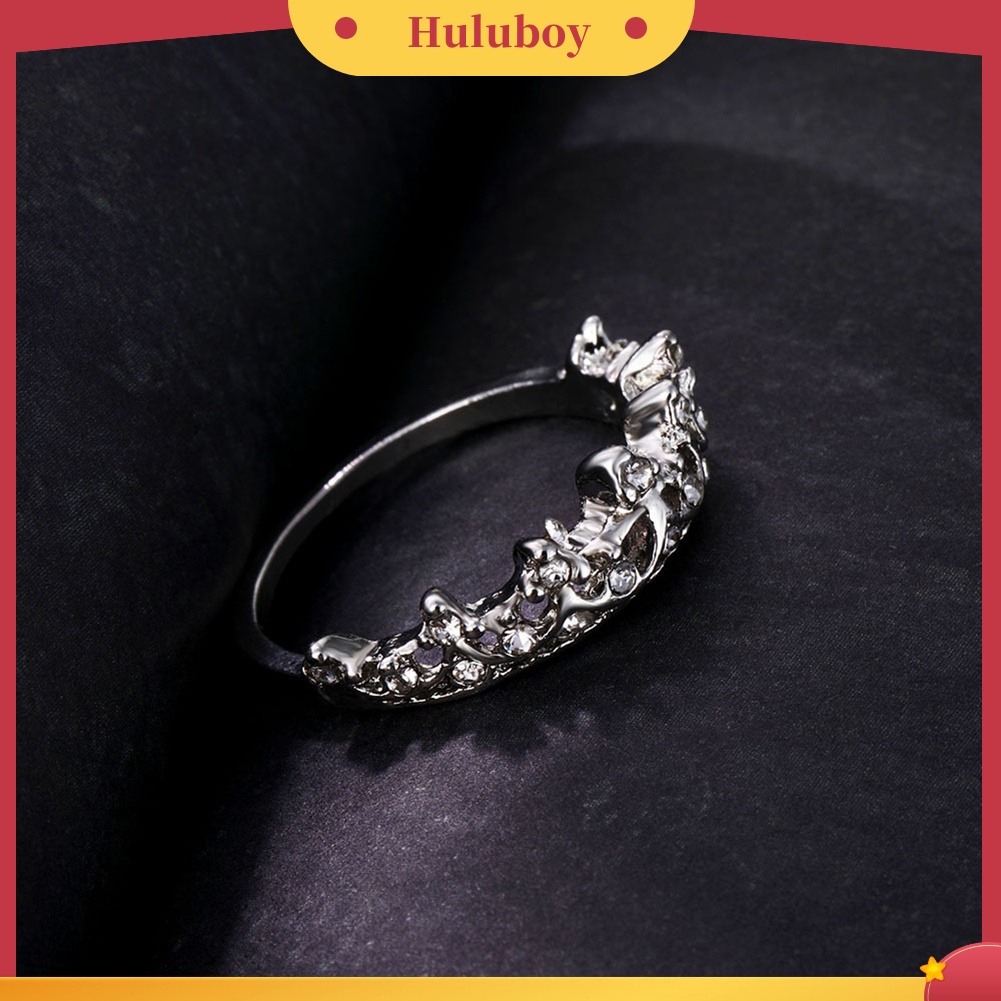 {Ready Stock} Wanita Fashion Berlian Imitasi Bertatahkan Hollow Mahkota Jari Cincin Hadiah Perhiasan Pernikahan