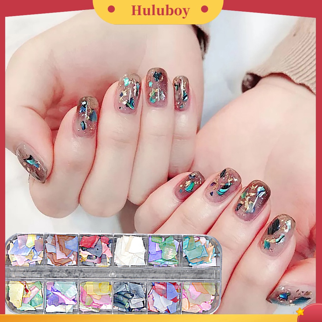 {In Stock} 1kotak Dekorasi Kuku Warna Vibrant Bentuk Tidak Teratur Shell Menarik Fragment Nail Decor DIY Hiasan Kuku Palsu Perlengkapan Kuku