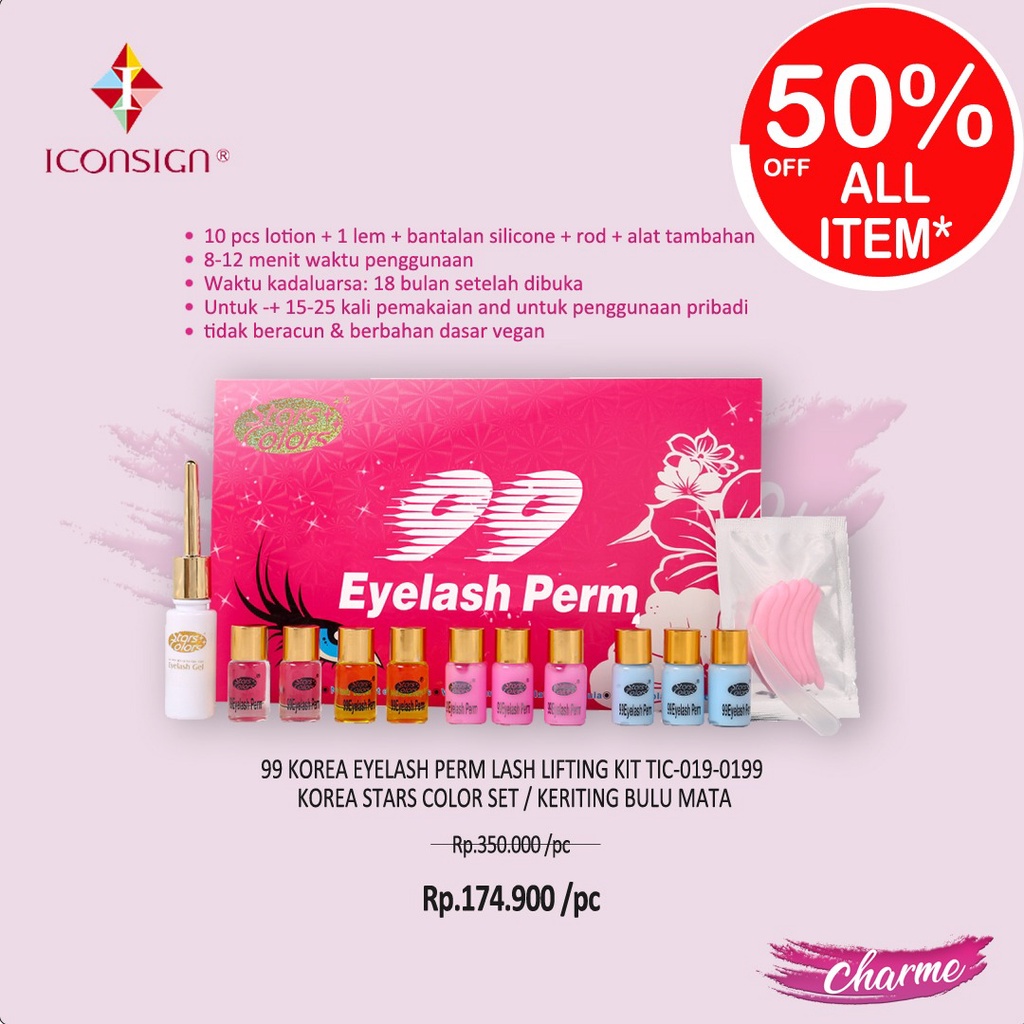 (READY &amp; ORI) ICONSIGN 99 Korea Eyelash Perm Lash Lifting Lift Kit TJC-019-0199 / korea stars colors