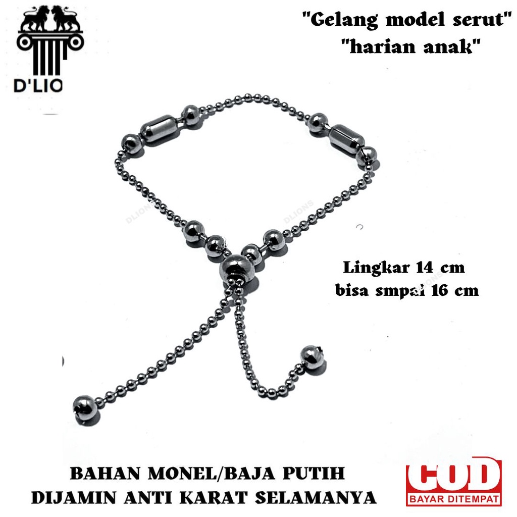 GELANG SERUT ANAK.GELANG MONEL ANAK.GELANG HARIAN ANAK PEREMPUAN,BAHAN MONEL,ANI KARAT,LINGKAR 14 CM-16CM,TIDAK GATAL DIKULIT