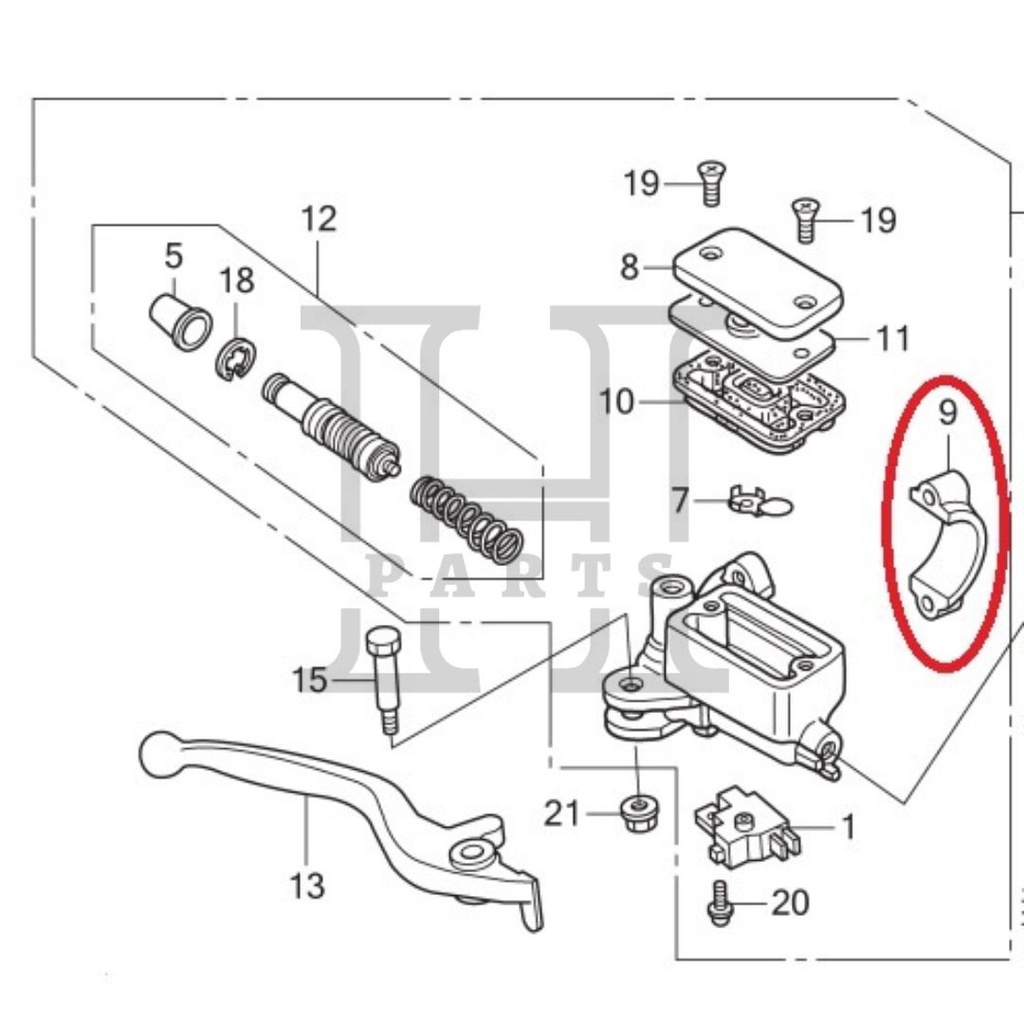 HOLDER MASTER CYLINDER BRACKET DUDUKAN REM ATAU KOPLING MASTER CYLINDER  KLEM PCX, CBR 250, CRF 250 Rally, Tiger 45517-166-006 ASLI ORIGINAL AHM HGP HONDA