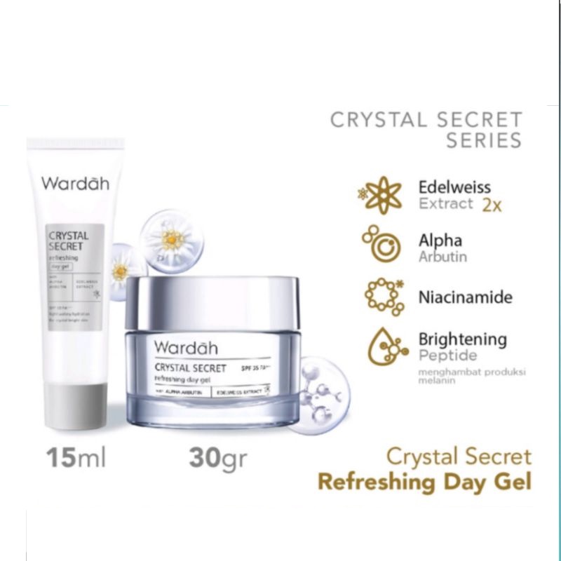 WARDAH Crystal Secret Refreshing Day Gel 15ml &amp; 30g - Apple_Kosmetik