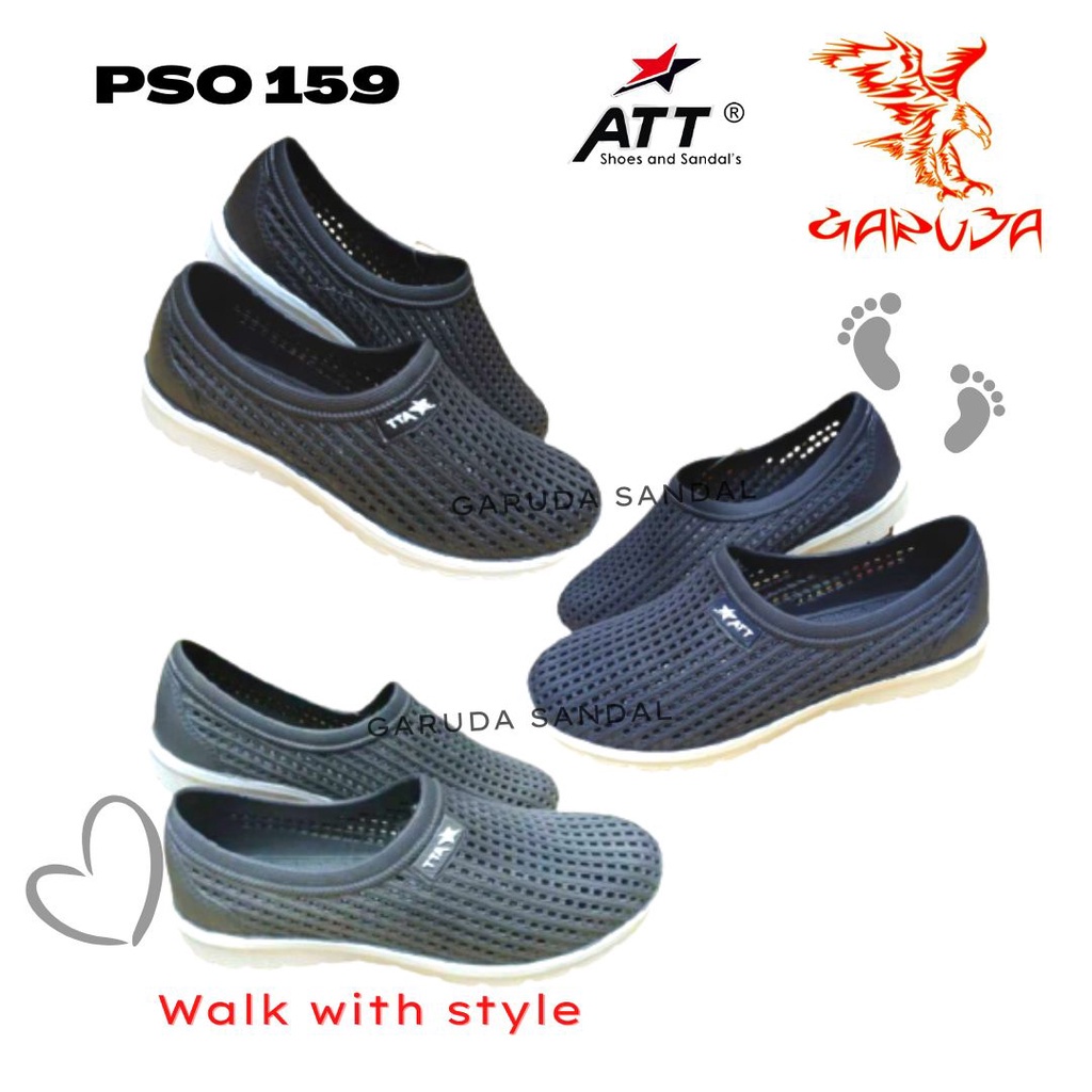 Sepatu Slip on Pria ATT PSO 159 Karet Pantofel model jaring Anti Air