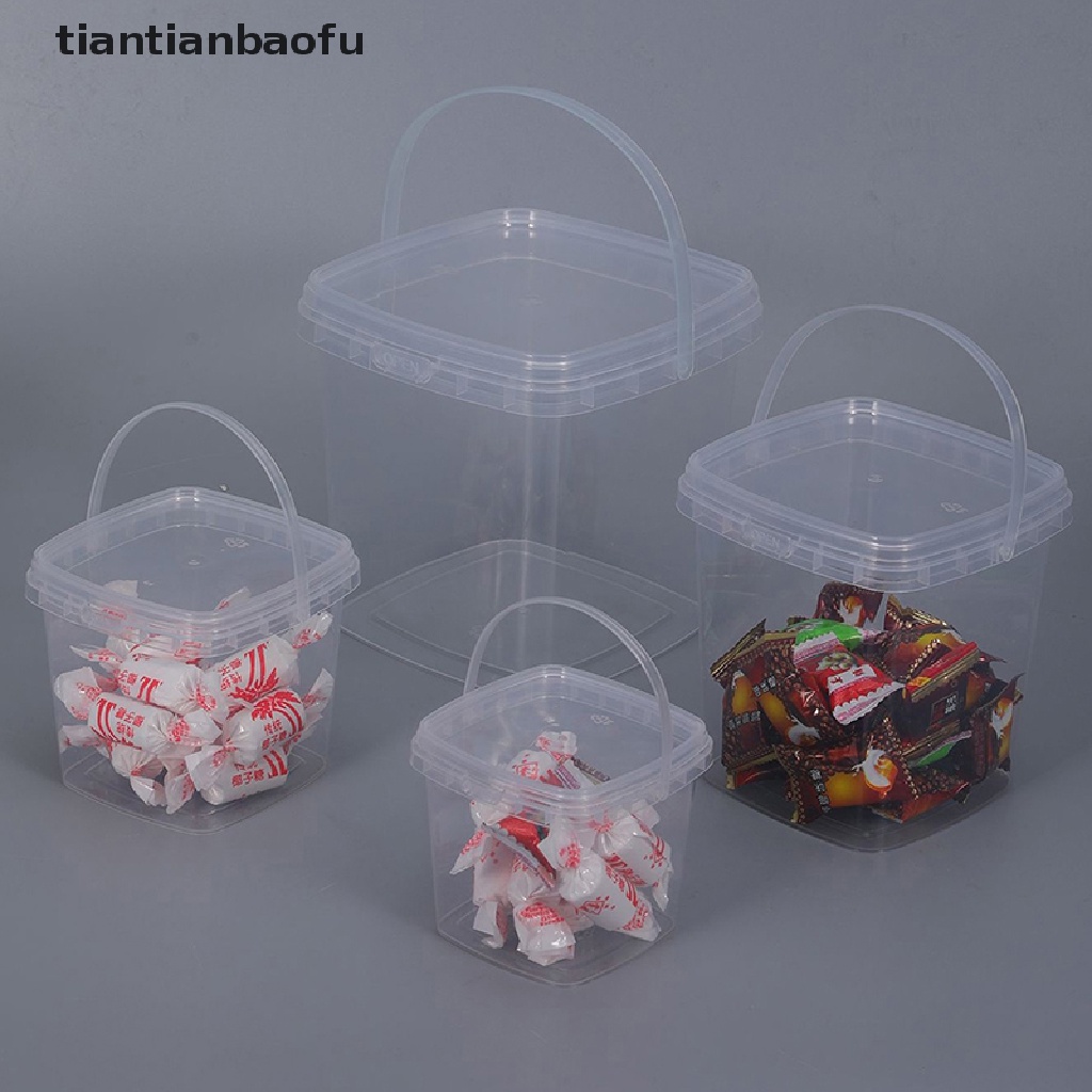 [tiantianbaofu] Ember Plastik 280ML/500ML/1L/2L Dengan Tutup Dan Pegangan Food Storge Container Boutique