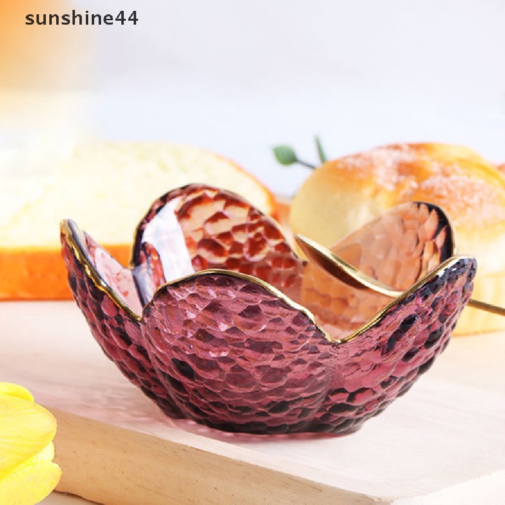 Sunshine Glass Petal Seasoning Plate Gelas Kecil Mangkok Saos Warna Warni Tempat Es Krim Buah ID