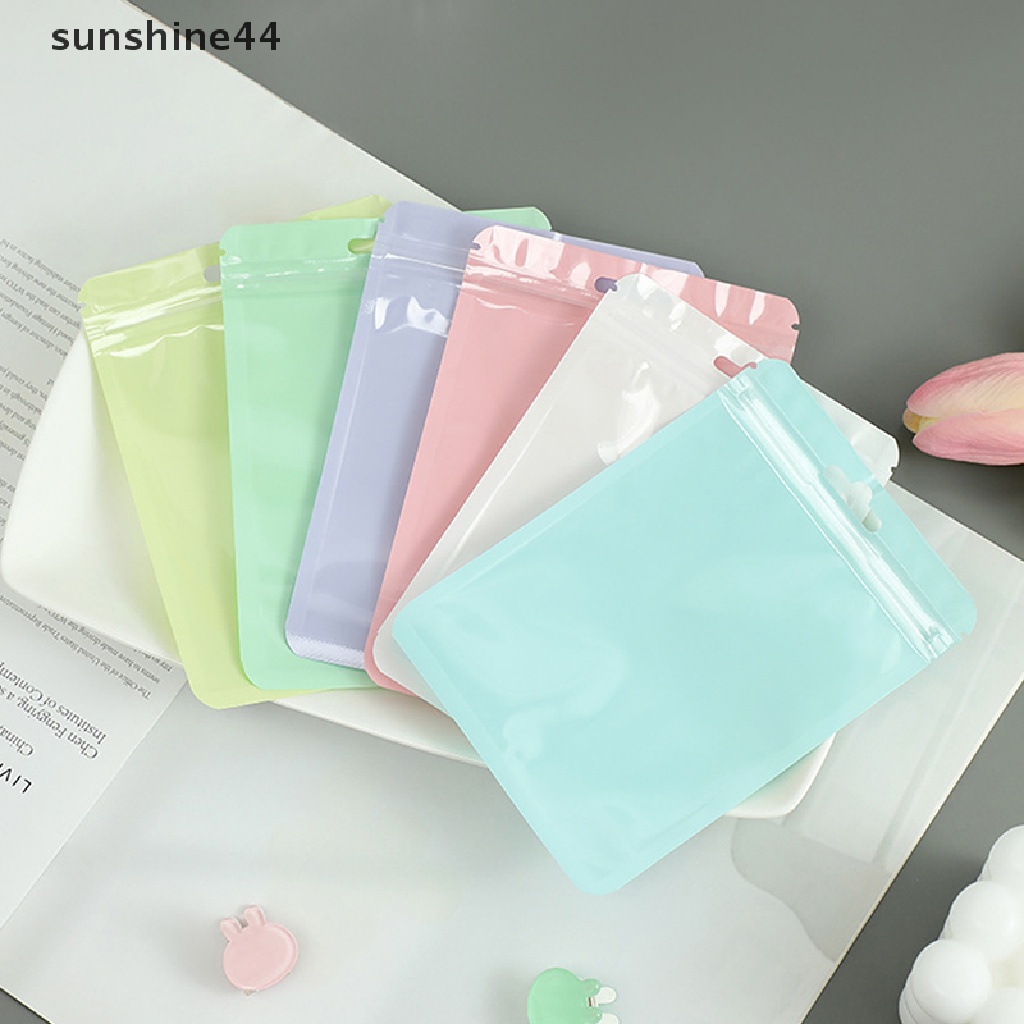 Sunshine 10pcs Matte Pink Hijau Putih Flat Hadiah Kosmetik Perhiasan Kantong Paket Bag ID