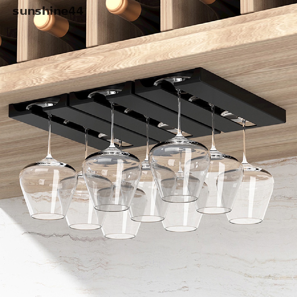 Sunshine Kitchen Wall Mount Wine Glasses Holder Stemware Rak Gelas Cangkir Gantung ID