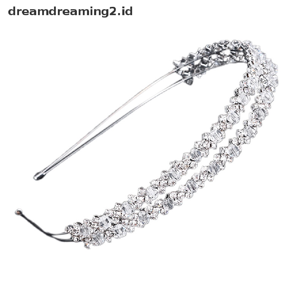 (hot) Bando Pengantin Tiara Mahkota Pengantin Handmade Kristal Double Layer Wedding Hairband//