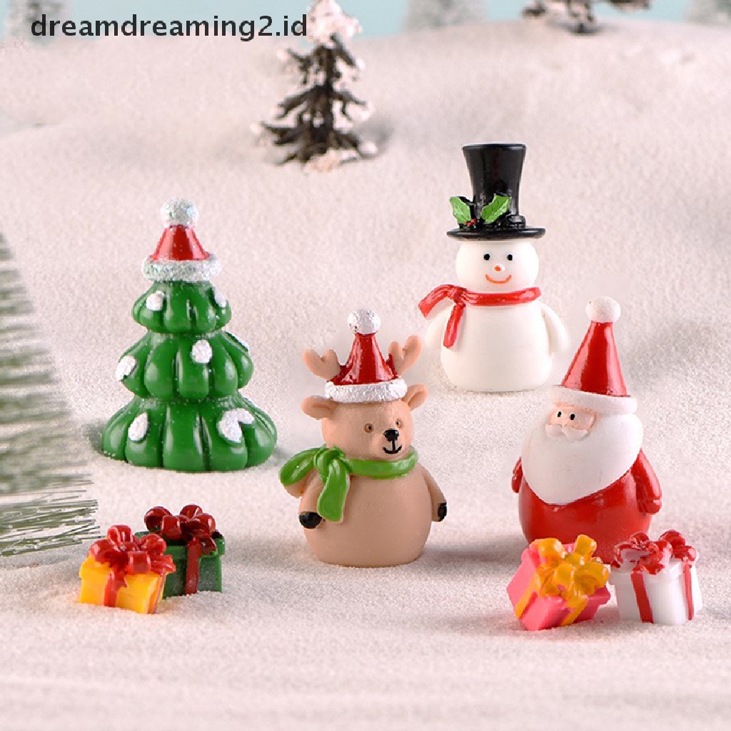 (hot) Patung Hadiah Pohon Natal Snowman Santa Claus Peri Taman Miniatur Kerajinan//