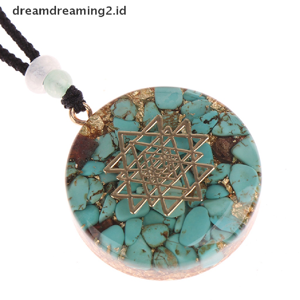 (hot) Orgonite Energy Pendant Sakral Sri Yantra Orgonite Chakra Kalung Kerajinan Tangan//