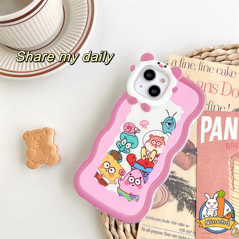 IPHONE Casing Kompatibel Untuk Iphone14 13 12 11 Pro Max X Xr Xs Max7 8 6 6s Plus SE Motif Kartun Casing Ponsel Monster Kecil Bingkai Merah Muda Melindungi Lembut Shockproof Glossy Cover Pelindung