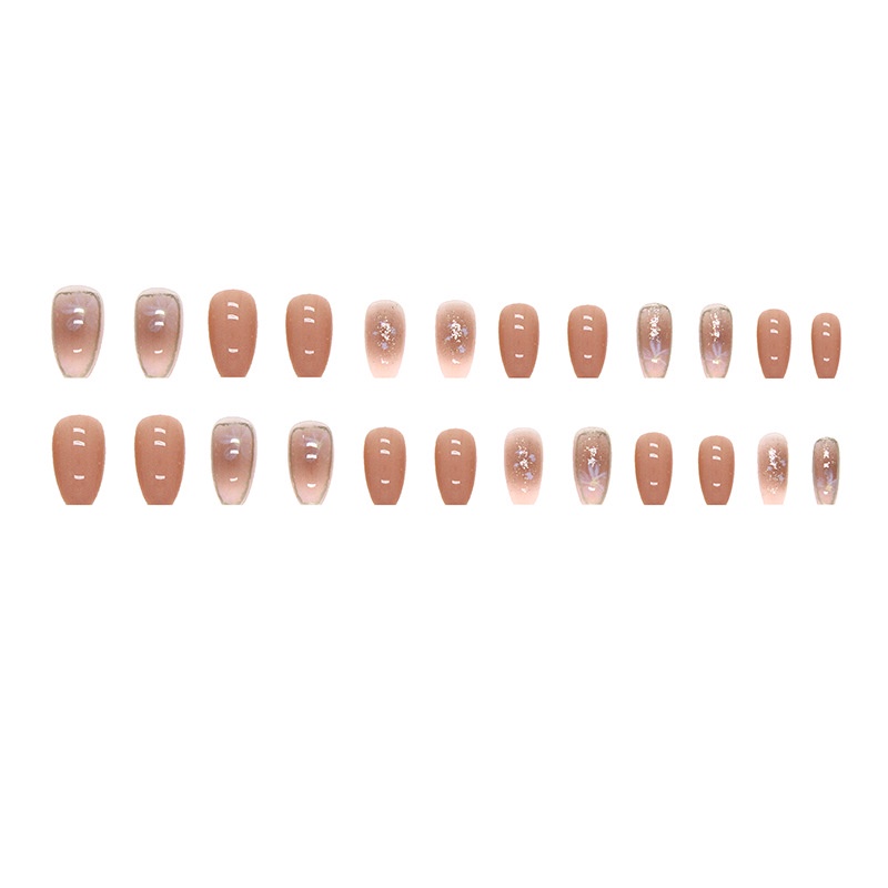 R672 24pcs Kuku Palsu Kuku Pendek Dengan Desain Manicure Press on Nails Matte Fake Nails