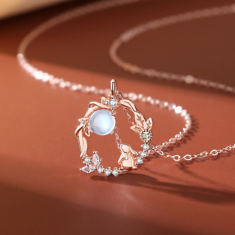 Sterl Sterling Silver Kelinci Gelang Perempuan Mori Gaya Bunga Moonstone Gelang Nasional Trendi Gaya Kuno Baru Perhiasan Cina Desain Rasa