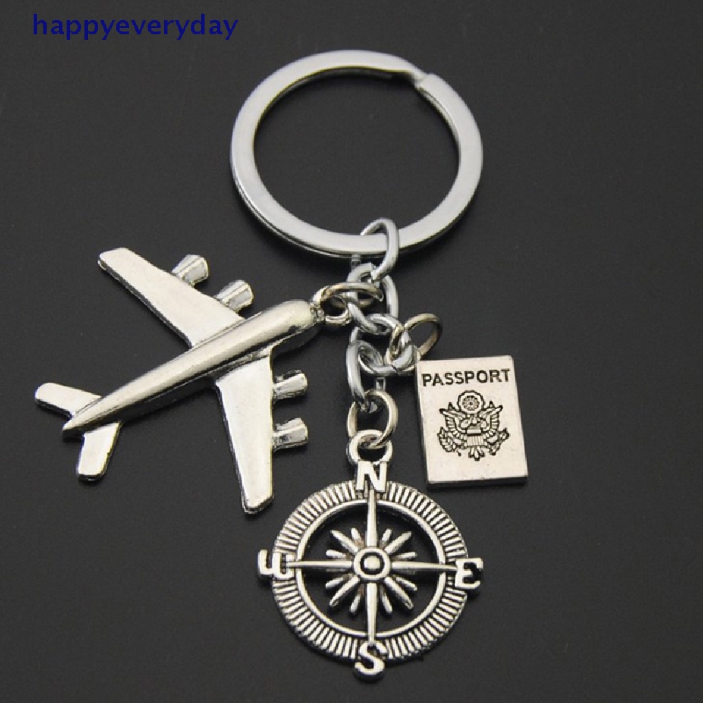 [happy] 1pc Gantungan Kunci Pesawat Bumi No Matter Tempat Liontin Travel Keyring [ID]