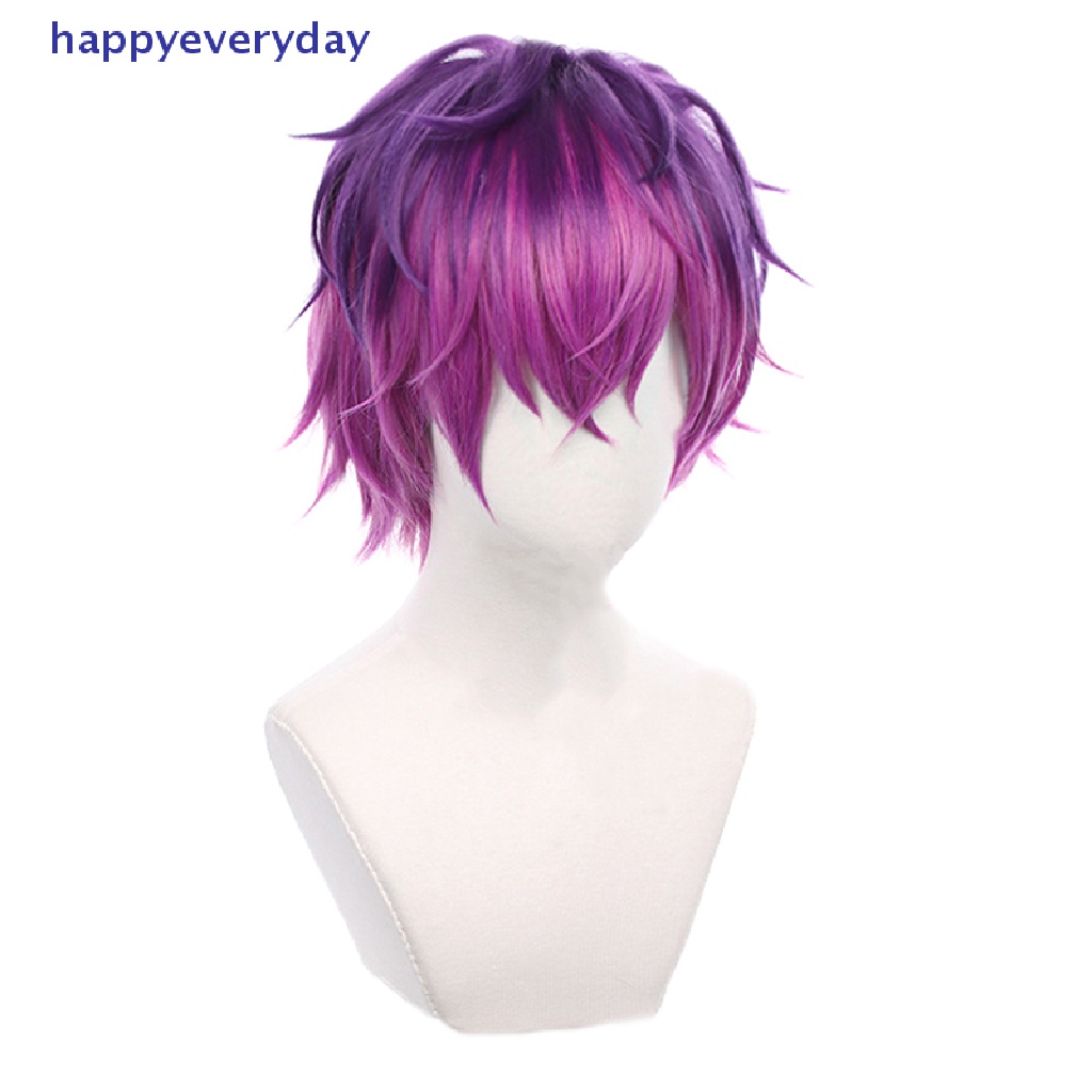 [happy] Wig Pendek Uki Violeta Cosplay Anime Rambut Gradasi Warna Campur Untuk Pria Wanita [ID]