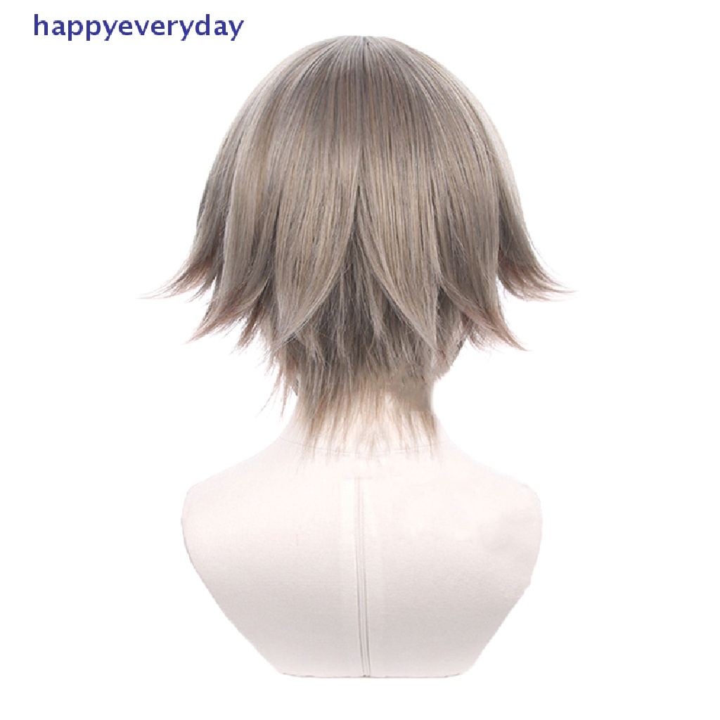 [happy] Anime VTuber Mysta Rias Cos Wig Halloween Cosplay Dark Grey Rambut Palsu Pendek [ID]