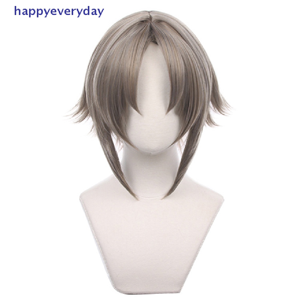 [happy] Anime VTuber Mysta Rias Cos Wig Halloween Cosplay Dark Grey Rambut Palsu Pendek [ID]