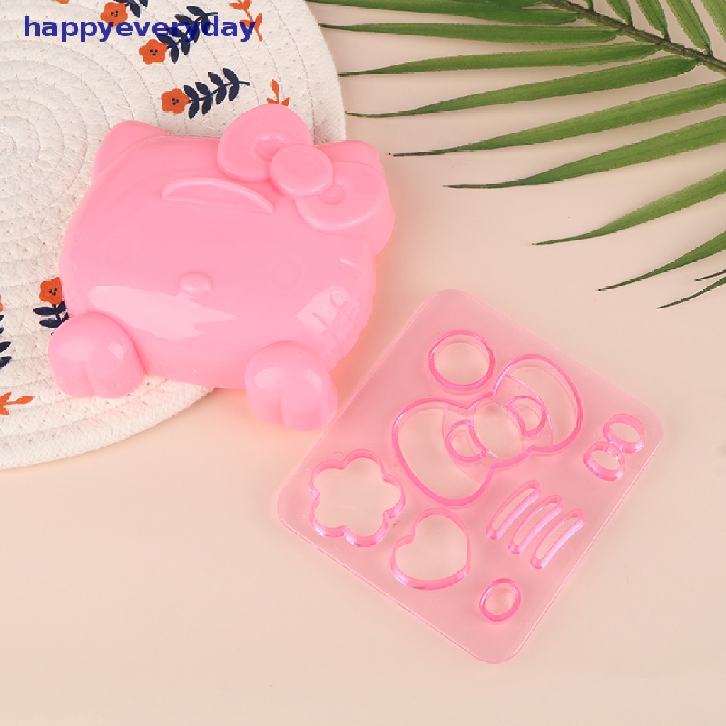 [happy] 1set Kartun KT Bentuk Kucing Silikon Rice Ball Mold Bento Emboss Molds DIY Tool [ID]