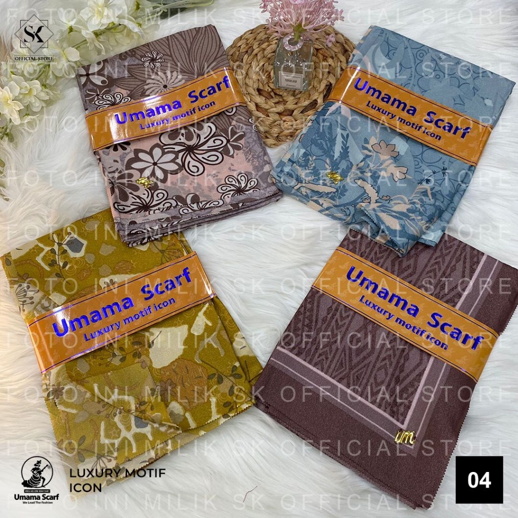 Jilbab Pilih Motif Warna Luxury Motif Metal LOGO UM GOLD Umama scarf 110x110cm PART2