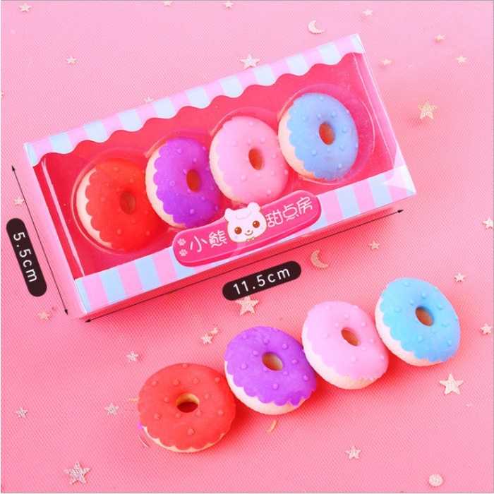 

donna- Penghapus Pensil Karet Karakter Cupcake Lucu 1 Set isi 6 pcs - 4 Donat terbaru