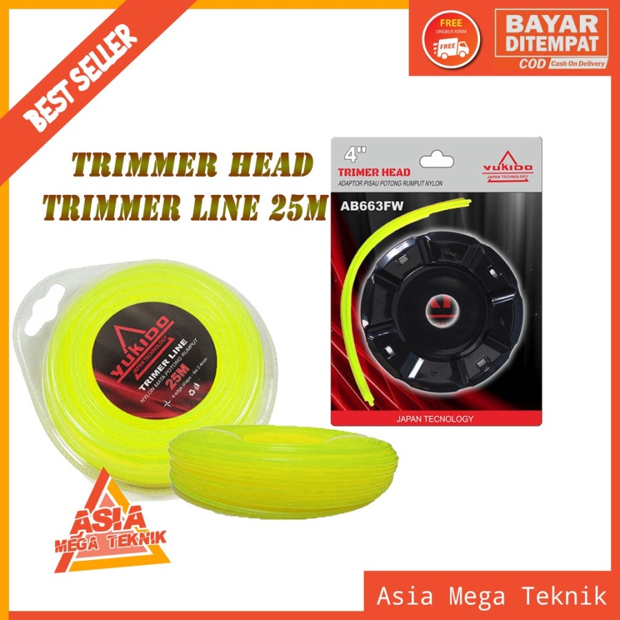 BISA COD!!!SENAR POTONG RUMPUT TRIMMER LINE SENAR NYLON PEMOTONG RUMPUT 2.4MM TALI BENANG PISAU POTONG RUMPUT 25 METER TRIMER LINE MATA POTONG RUMPUT NYLON ROLL 25 METER