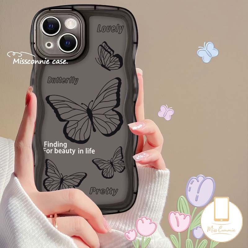 Casing Bunga Tulip Retro Infinix Note12 12Pro 12 G96 8 10Pro Hot 11 10 9 12 Main 11s 20s 10T 20 8 10Lite 12i Smart5 4 6 Plus Hot 10s 11s Hitam Wavy Edge Soft Cover