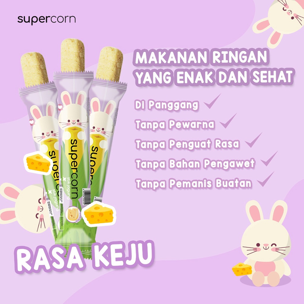 SuperCorn super corn snack anak Stik 3 variant Rasa HALAL!! / Snack anak Sehat Enak