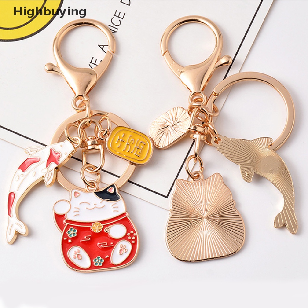 Hbid Gantungan Kunci Kucing Rejeki Jepang Ikan Koi Liontin Keychain Indah Kunci Ring Hadiah Glory