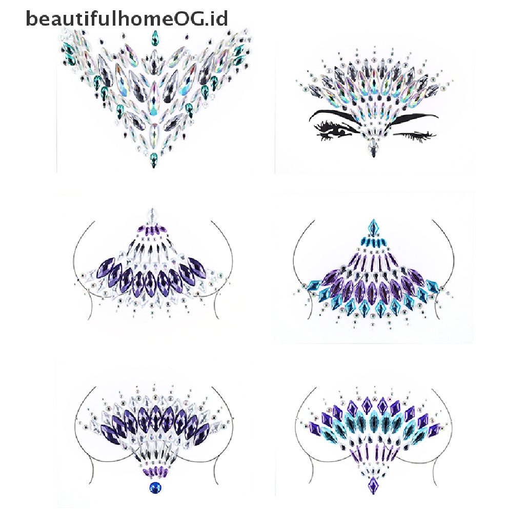 // Beauty// Nipple Stiker Wanita Bra Payudara Pasties Stiker Perekat Kristal Aksesori hot **