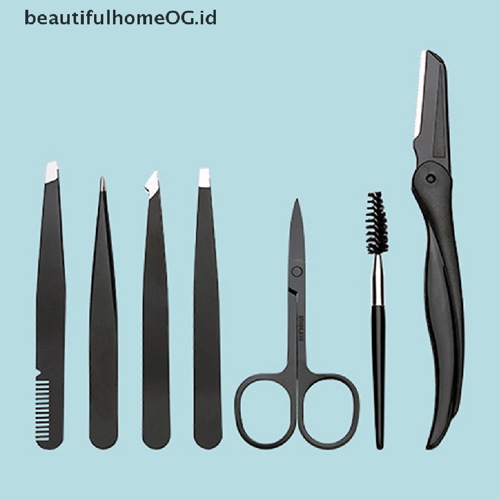 // Kecantikan// 7buah Pinset Alis Stainless Steel Profesional Set Alat Slant Rambut Set **