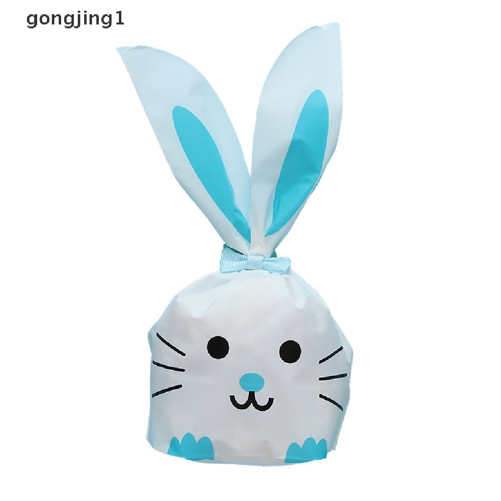 Ggg 50pcs/lot Easter Cute Rabbit Ear Bags Cookie Plastic Bags &amp; Candy Gift Bags Untuk Biskuit Snack Baking Paket Dan Perlengkapan Pesta Acara ID