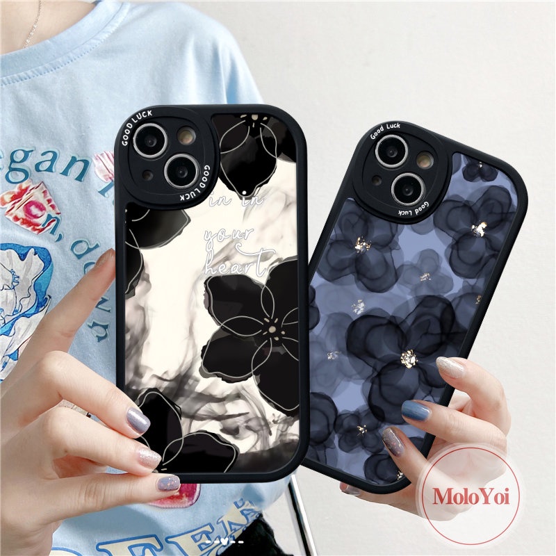 IPHONE Casing Ponsel Kompatibel Untuk Iphone11 14 13 12 Pro Max 7Plus 8Plus XR X XS Max 6 6s 7 8 plus SE 2020 Soft Tpu Mewah Vintage Floral Retro Flower Shockproof Back Cover