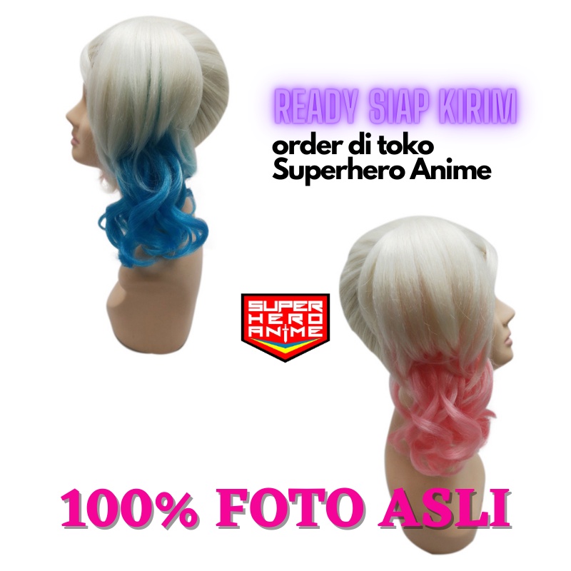 Wig Wanita Harley Quinn Dewasa Anak Rambut Sintetis Import Premium Karnaval Halloween