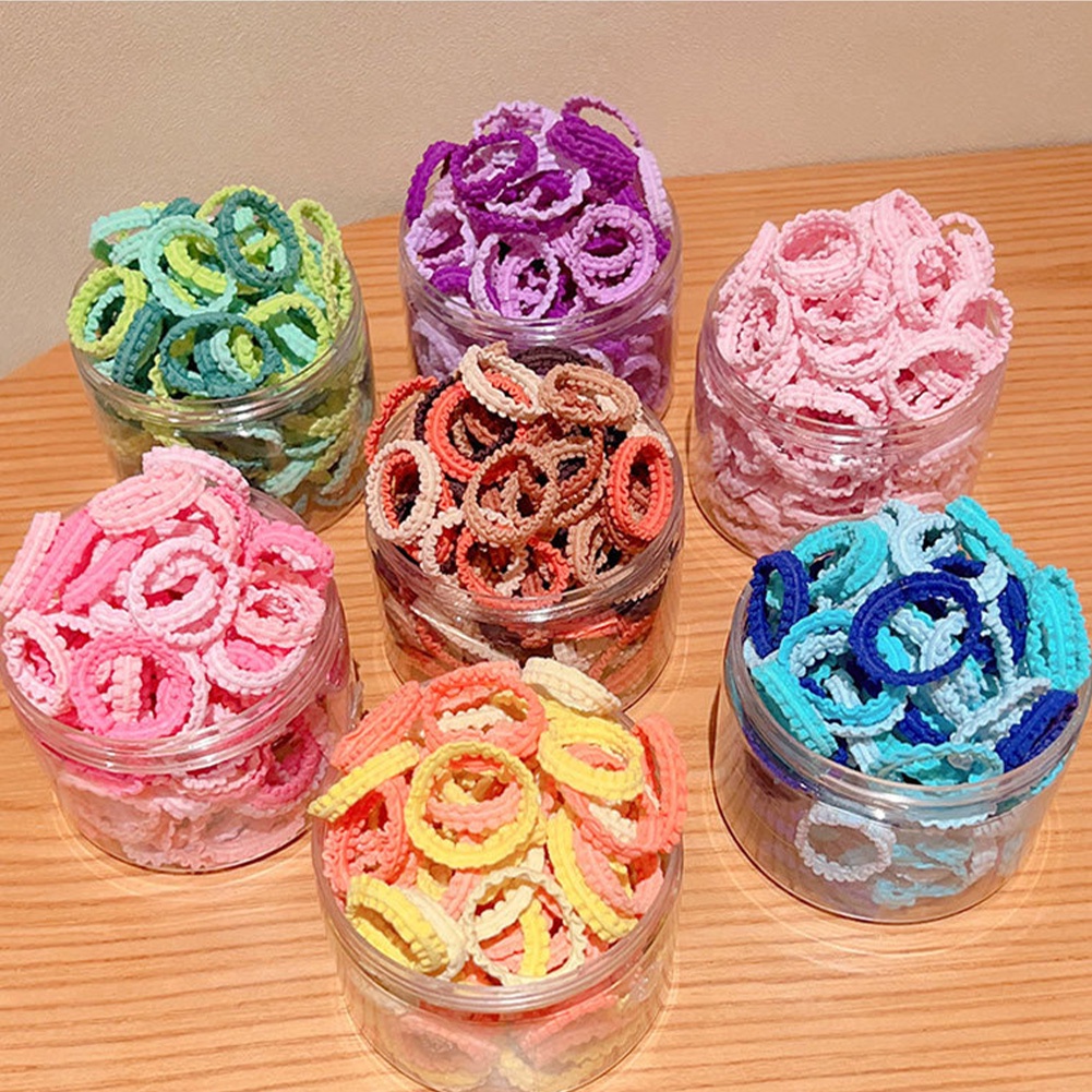 50pcs/set Ikat Rambut Elastis Tinggi Warna Permen Untuk Anak Kecil Segar Manis Perempuan Mini Scrunchies Tidak Sakit Rambut