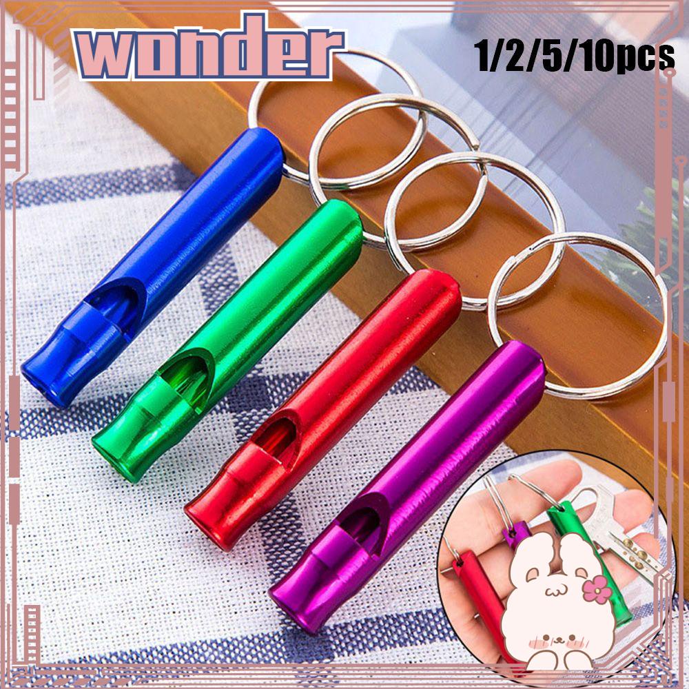 Wonder1pertanyaan2 /2 /5 /10pcs Peluit Survival Ukuran Kecil Dengan Gantungan Kunci Aksesoris Pelatihan Outdoor